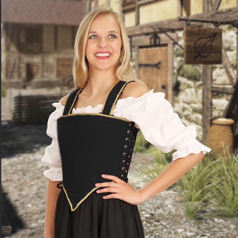 Renaissance Faire Blouse in White Cotton, Size S/M